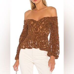 Off Shoulder Top in Caramel Brown